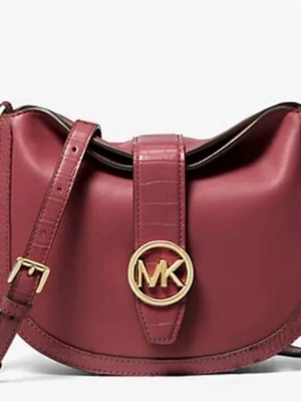 Michael Kors Women's Leather Saddle Bag in Dark Cherry